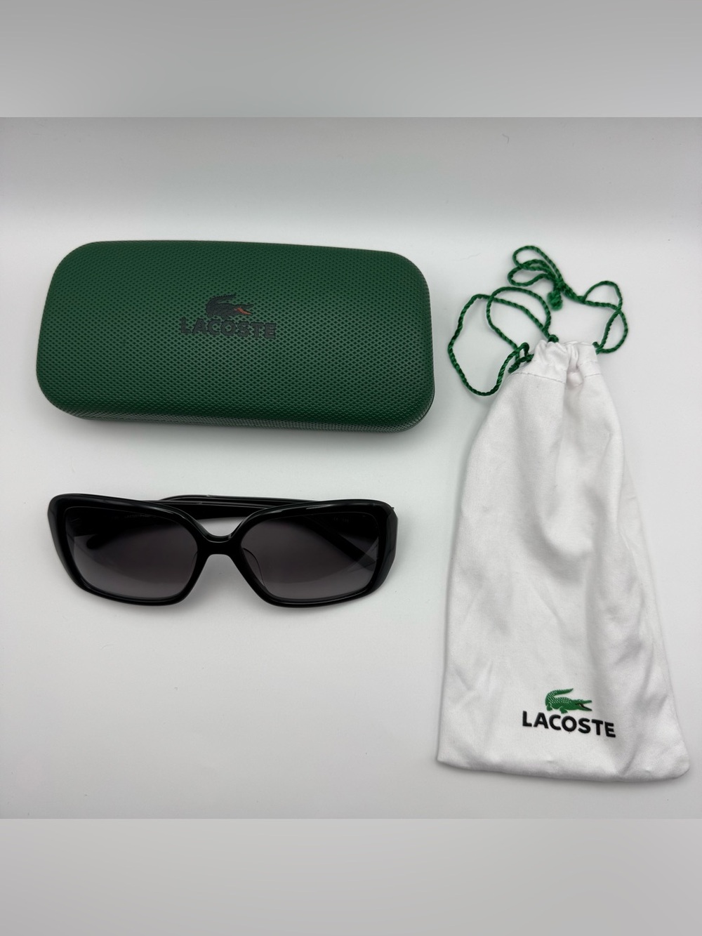 Lacoste L623S 001 Women’s Black Oversized Sunglasses Gradient Lens Case & Pouch